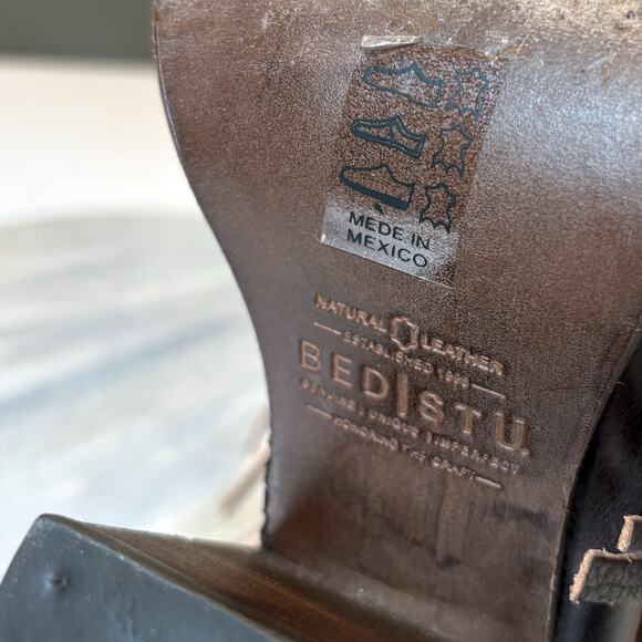 Bed Stu Onset Olivia Peep Toe Women's Fringe Brown Leather Booties Size 6.5 - Picture 9 of 12